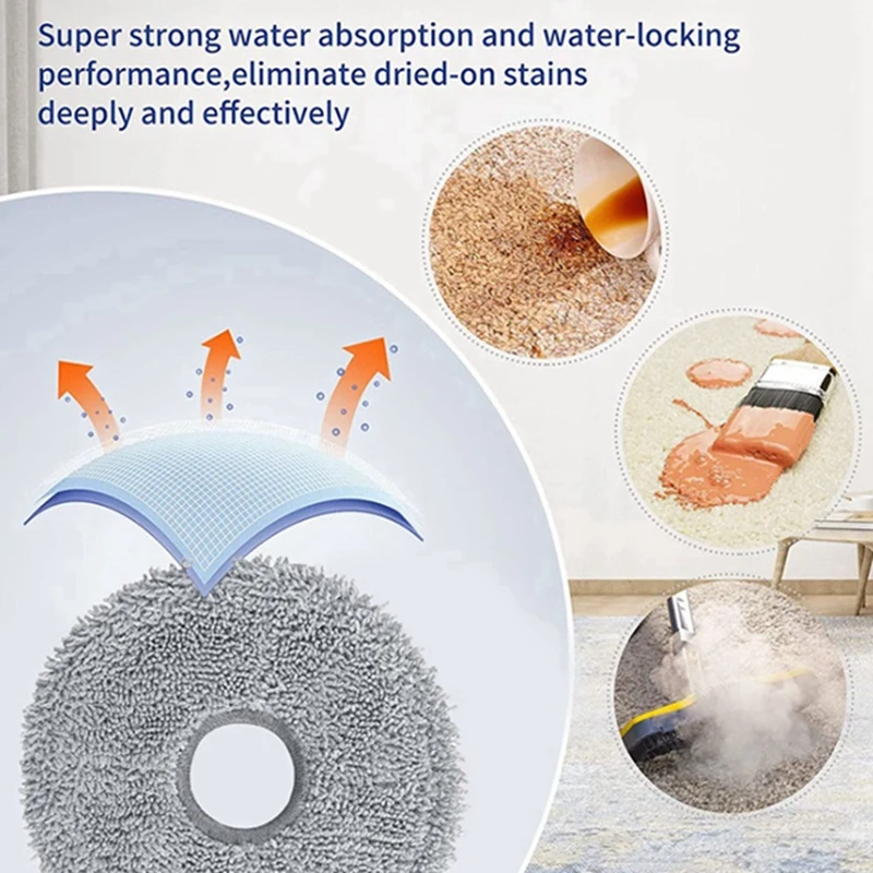 Main Side Brush Hepa Filter Mop Cloth Gray & White Plastic+Microfiber For Dreame Bot L10 Prime / L10S Pro / L10 Pro Robot Vacuum