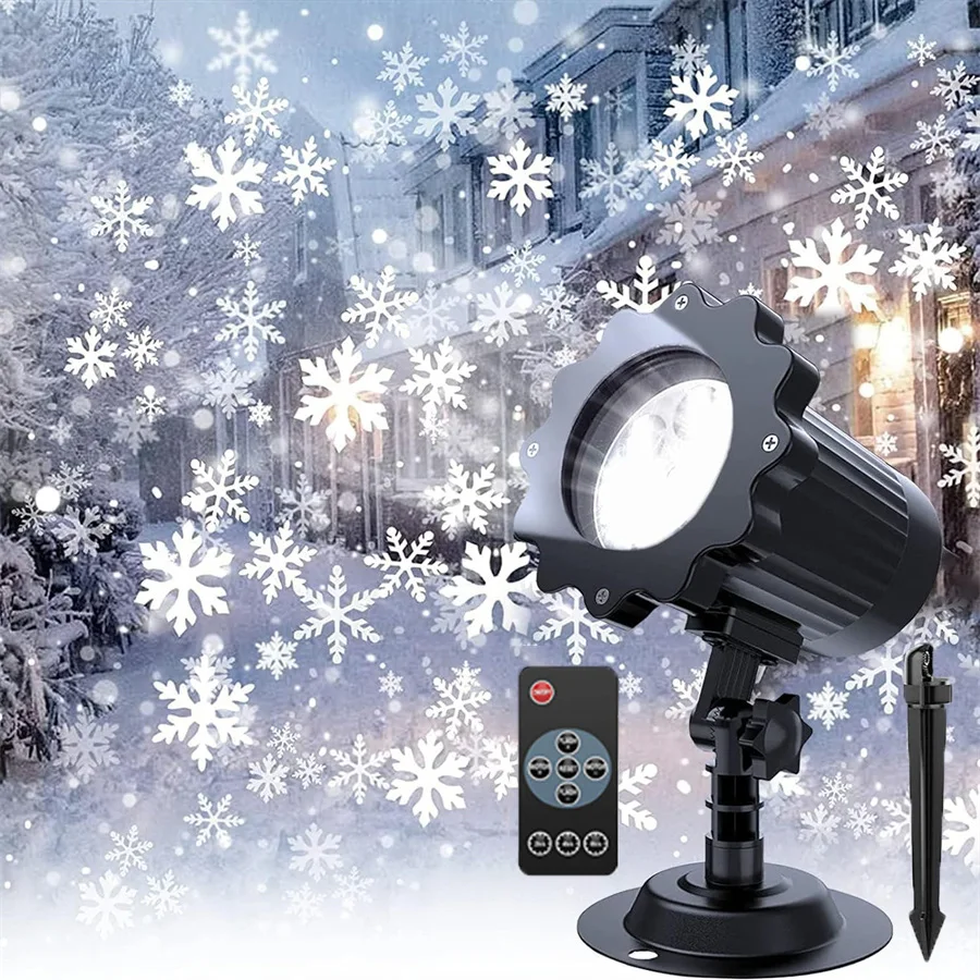 

Christmas Snowflake Projector Lights for Outdoor IP65 Waterproof Holiday Projector Lamp Rotating Snowfall Lamp for Garden Decor