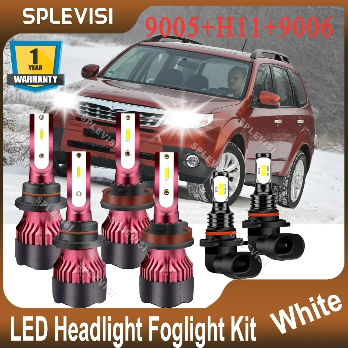 

360-degree Illuminatio LED Headlight Foglight Kit For Subaru Forester 2009 2010 2011 2012 2013 9005 Hi H11 Low Beam 9006 Foglamp