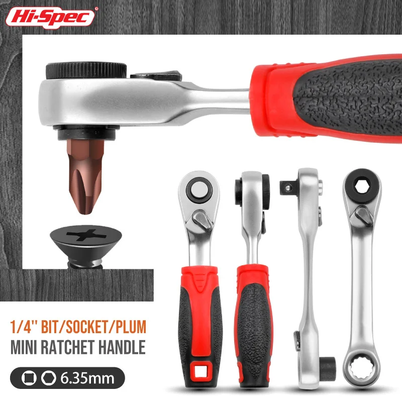 Hi-Spec Mini 1/4 Inch Double Ended Quick Socket Ratchet Wrench Rod Screwdriver Bit Tool Contain 1 X Ratchet Handle Wrench Torx