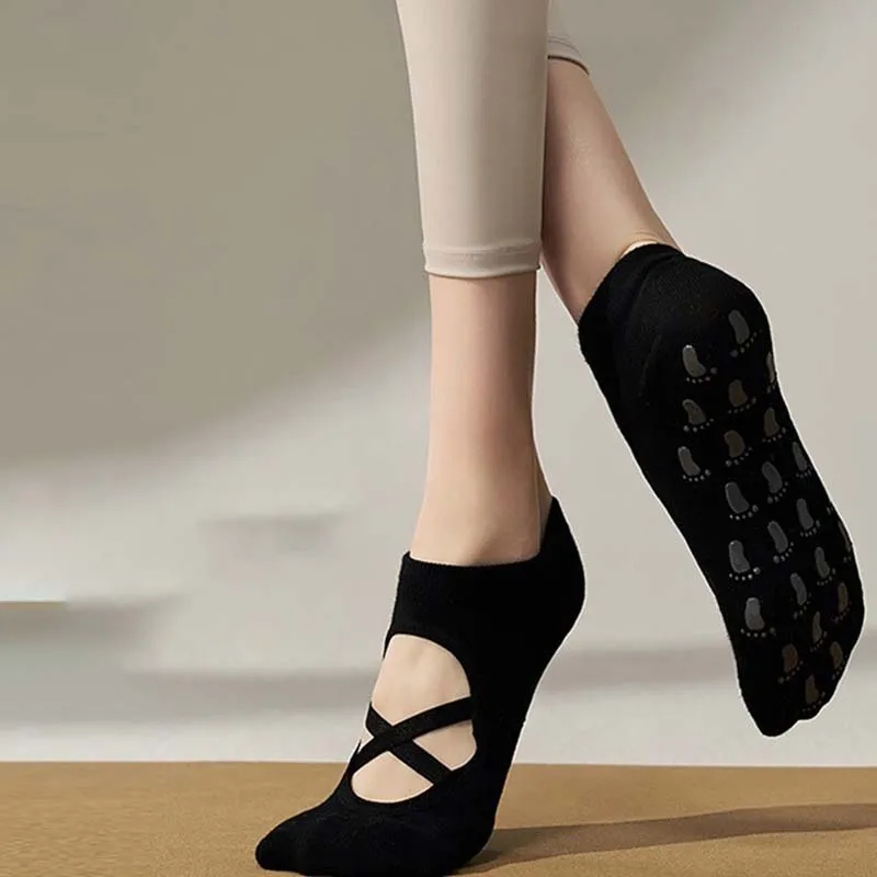 

Профессиональные носки для йоги, женские силиконовые нескользящие носки для пилатеса с поворотной ручкой, силиконовые пятипальцевые носки с низкой лодыжкой