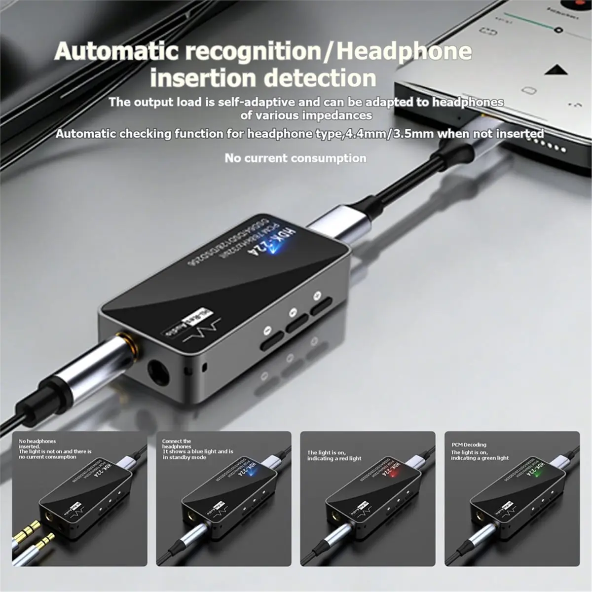 HDK-224 (HiFi Digital Audio Decoder) Portable Type-C Amplifier with Small Dongle, HiFi Lossless Audio Decoder