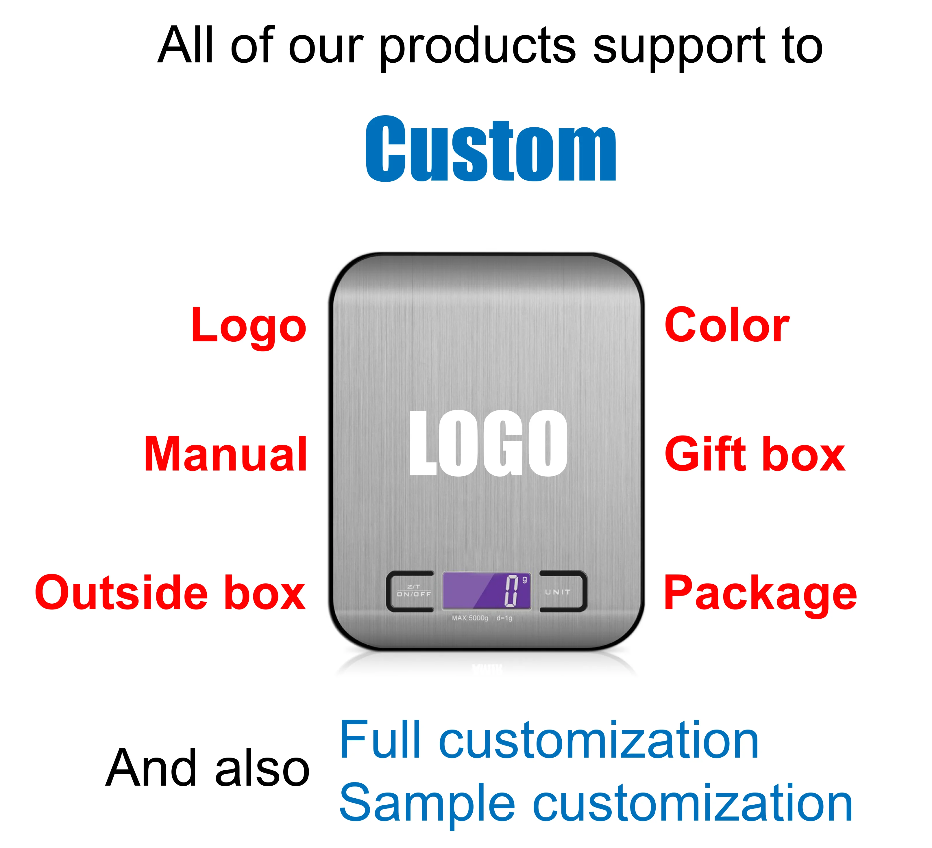 Hot Sell Multifunction Food Scale 5kg Stainless Steel Digital Kitchen Weighting Scale