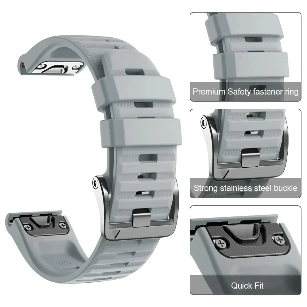 Cinturino per orologio QuickFit 22mm 26mm per Garmin Tactix 7 AMOLED Pro Band Bravo/Delta Quatix 7X 7 5 braccialetti in Silicone a 6 cinturini