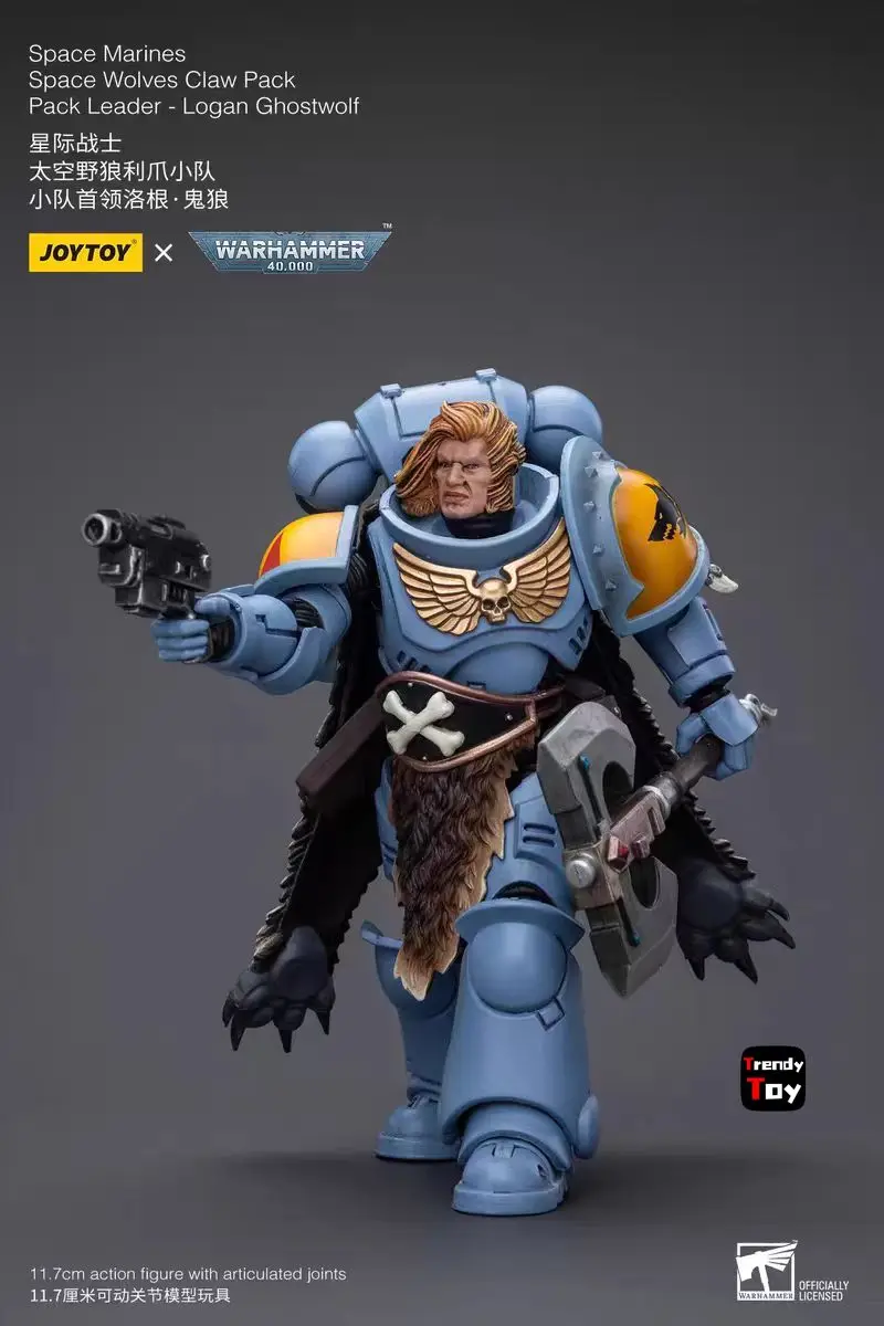 【JOYTOY】Warhammer 40K مشاة البحرية الفضائية ذئاب الفضاء مخلب حزمة زعيم لوجان Ghostwolf 1/18 عمل نموذج لجسم
