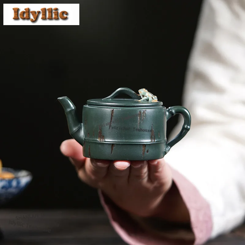 

150ml Vintage Yixing Purple Clay Teapots Handmade Frog Pot Raw Ore Green Mud Kettle Chinese Zisha Tea Set Tea Items Supplies