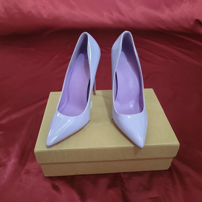 

Sharp pointed shallow mouth light purple red sole high heels 2025 new sexy slim heel temperament plus size fashion single shoes
