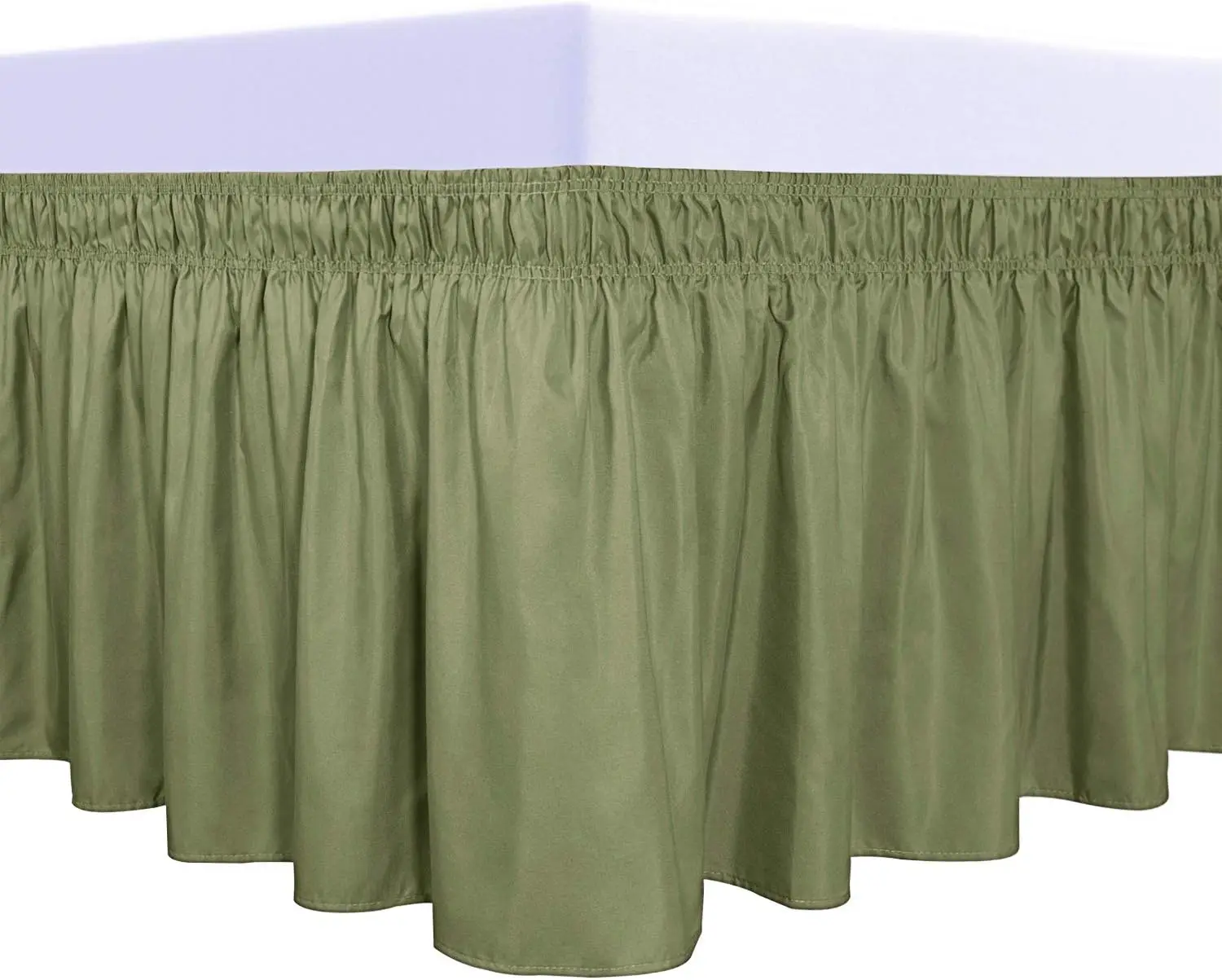 Light Green Wrap Around Ruffled Bed Skirt with Adjustable Elastic Belt Olympic Queen - 17