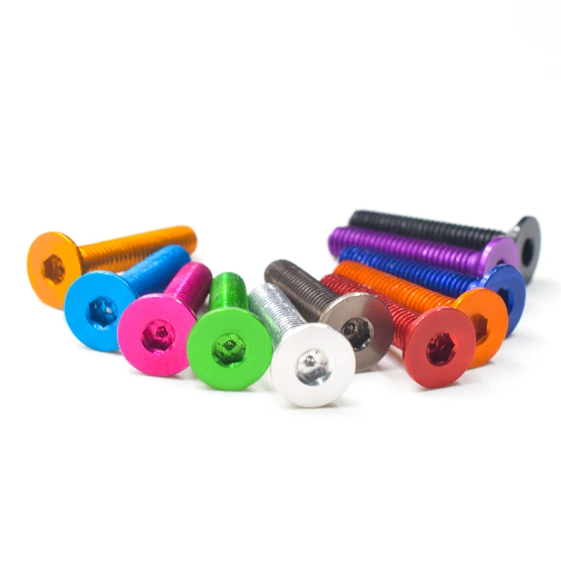 10 Stück M3 Aluminiumlegierung 7075 Flachschrauben DIN7991 M3 * 6/8/10/12/14/16/18 mm Innensechskant-Senkkopfschrauben Bolzen eloxierte Farbe