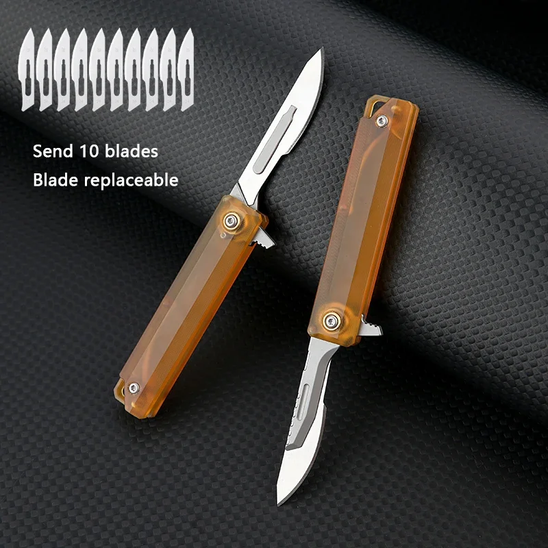 High Temperature Resistant PEI Material Handle Mini Surgical Knife Amber Sharp Cutting Paper Replaceable Blade Unboxing Knife