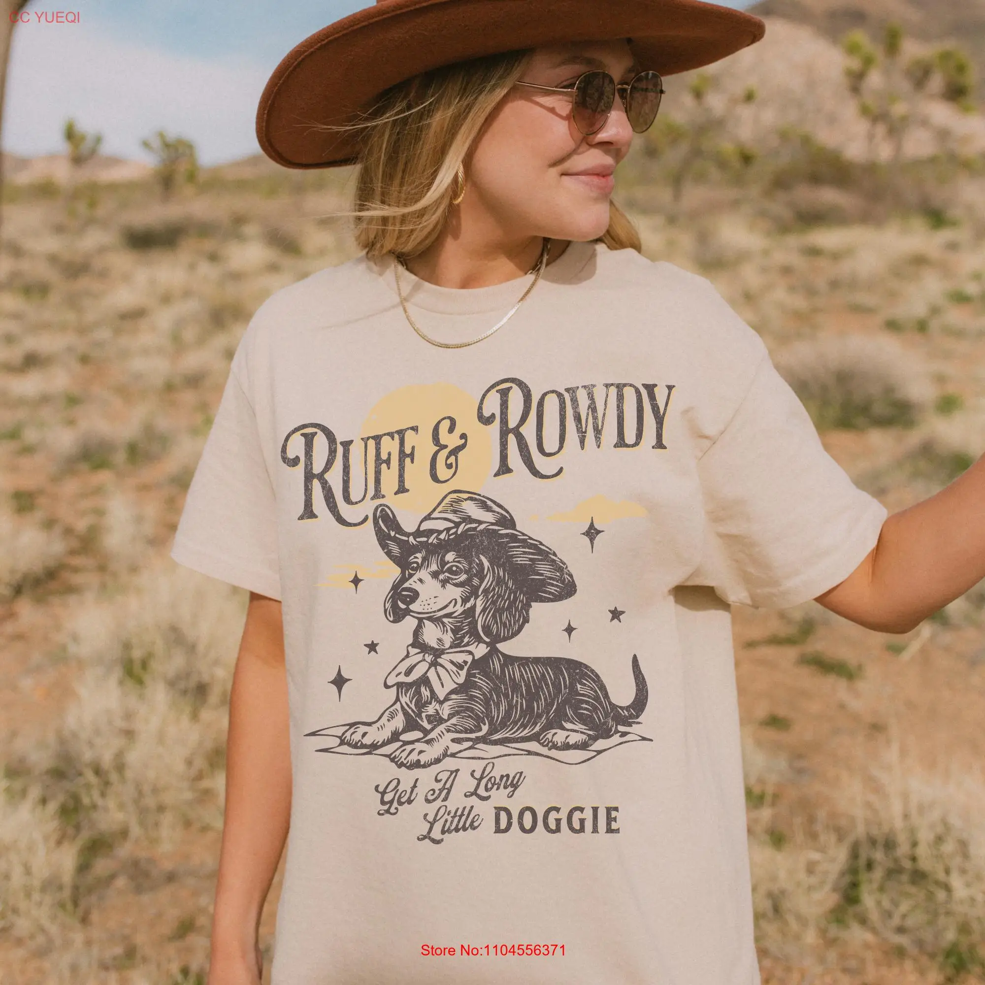 Dachshund Cowboy T Shirt Get a Long Little Doggie Funny Doxie Mama Weiner Dog Sausage Trendy Western