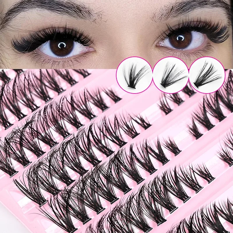 

80D Faux Mink Fake Eyelashes D-Curled Mixed Natural Eyelash Extension Fluffy Thick Single Cluster Eyelashes Personal Makeup Tool