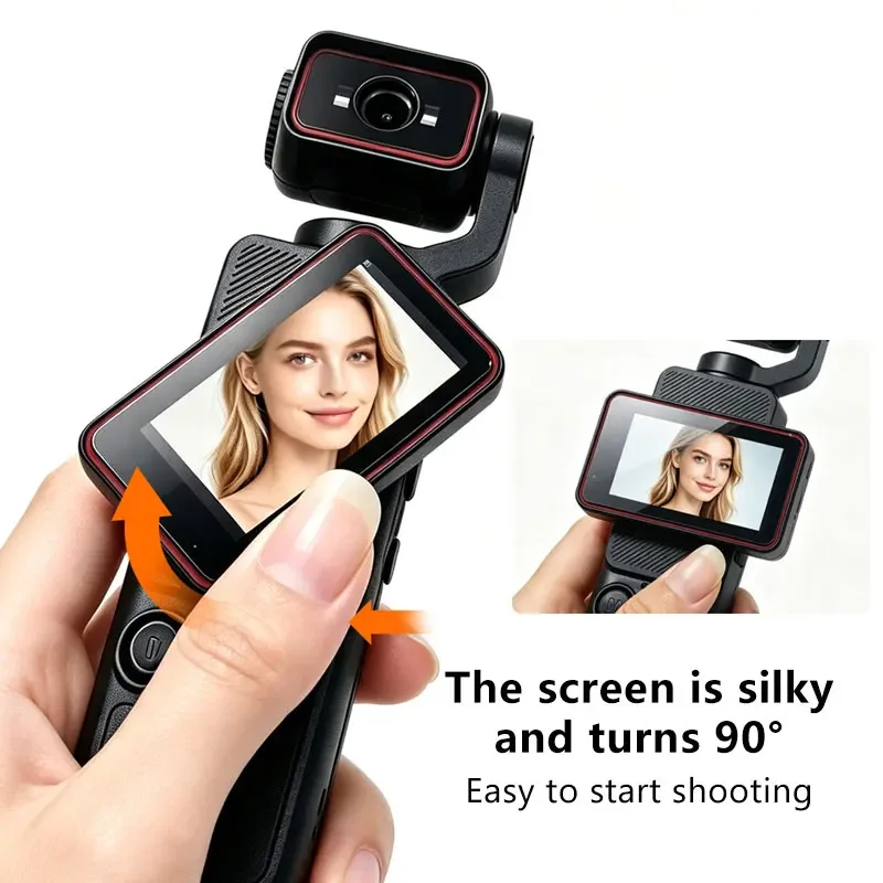 Lenovo ThinkPlus Upgraded Handheld Gimbal Action Camera 4K HD Rotable Screen Anti-shake Photo and Video Recording WiFi Transfer