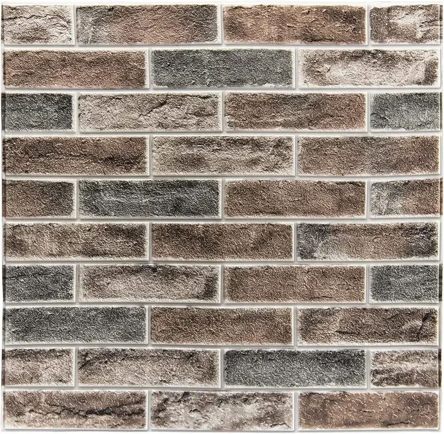 

Art3d 20-Pack105 Sq.Ft Faux Brick 3D Wall Panels Peel and Stick in Gray Brown, Self Adhesive Waterproof Foam