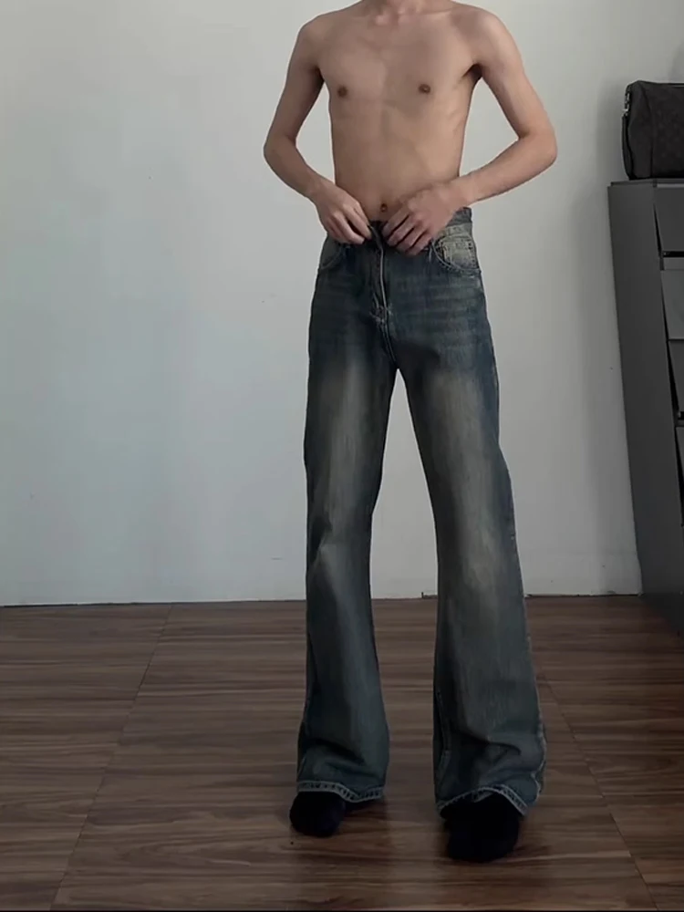 

Мужские джинсы Rinsed Vintage Blue: свободные прямые брюки в американском уличном стиле для молодежи, из полиэстера и хлопка.