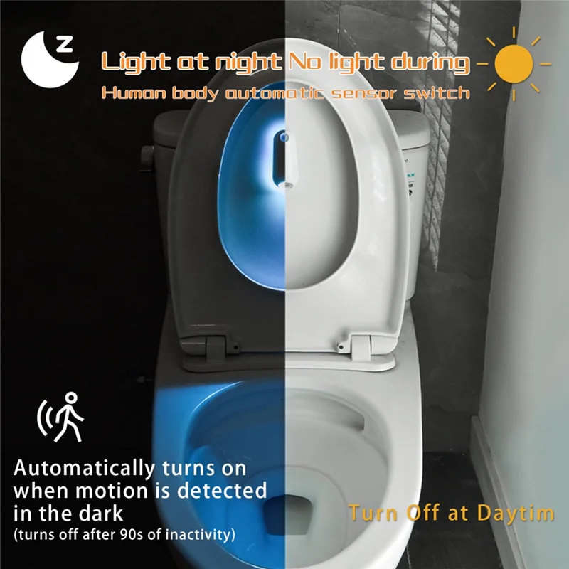 ABFI Motion Sensor LED Night Light Projector For Bathroom Corridor, Colorful Rechargeable Toilet Wall Lamp