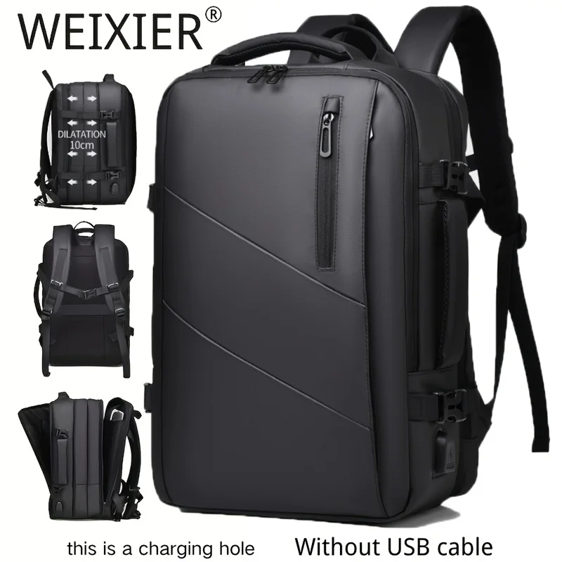 WEIXIER Multifunctional Travel Backpack Large Capacity Expandable Water-Resistant with Laptop Compartment Anti-Theft USB Chargin