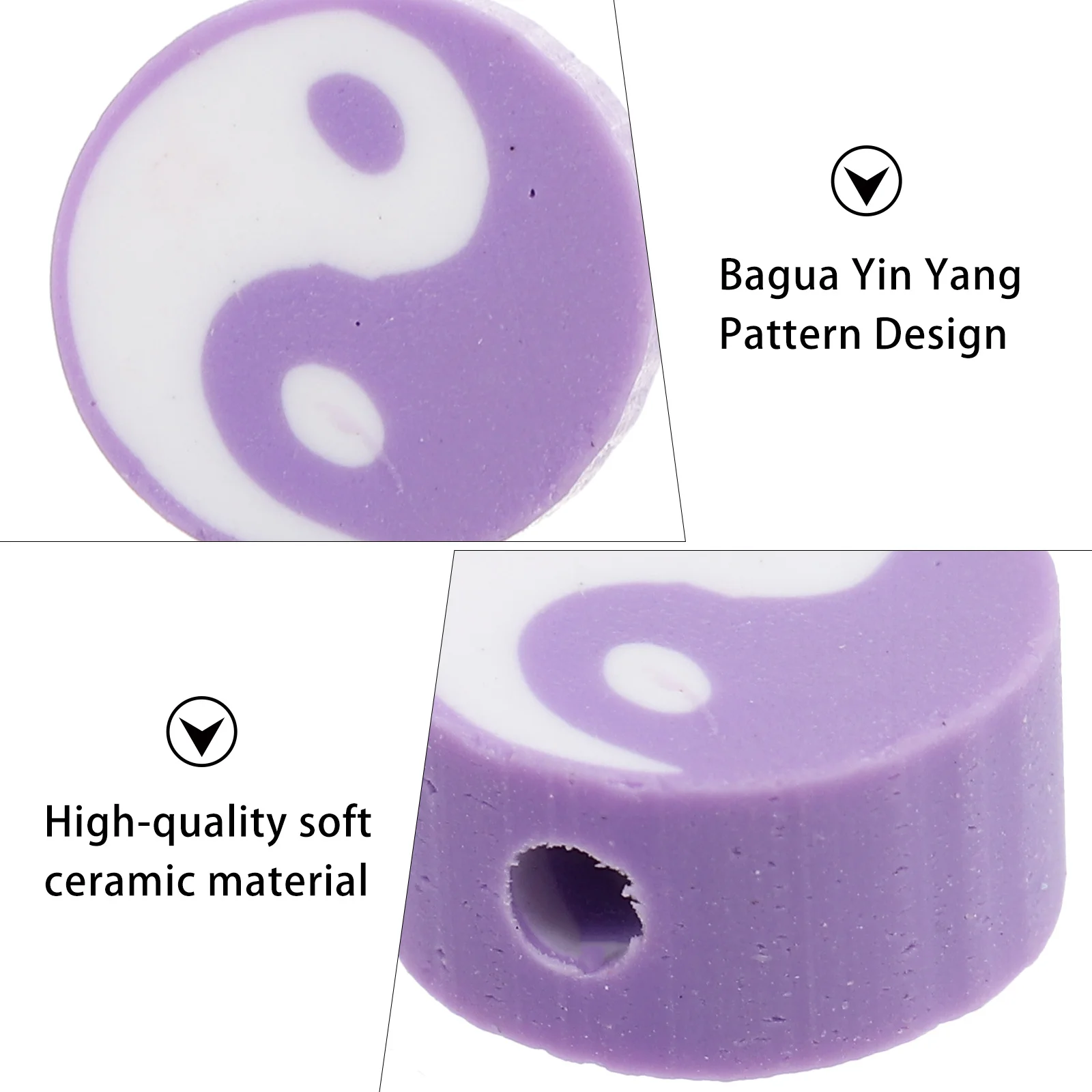 

100Pcs Tai Chi DIY Spacer Beads Round Loose Beads for Handmade Bracelet Necklace Jewelry Crafts Bead Charm