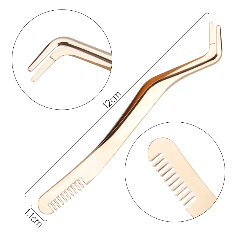 1 Pc Eyelash Comb Tweezers Stainless Steel Anti-Static Non-Magnetic Professional Volume 3D Lashes Extension Tweezers Tools