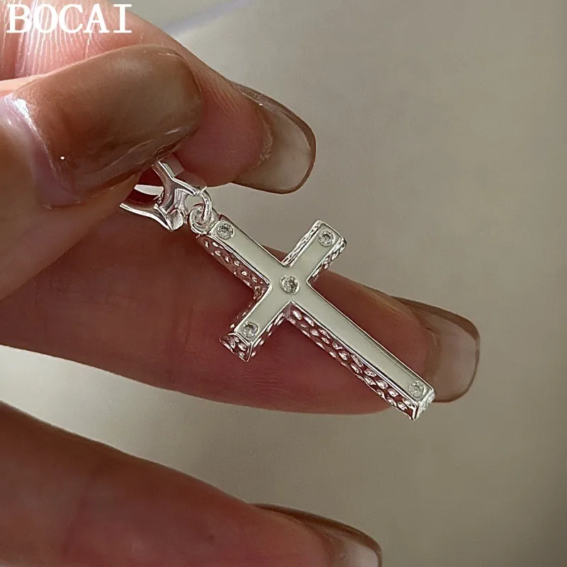 

Новый кулон-крестик BOCAI из чистого серебра S925, простой и стильный, с уникальным дизайном.