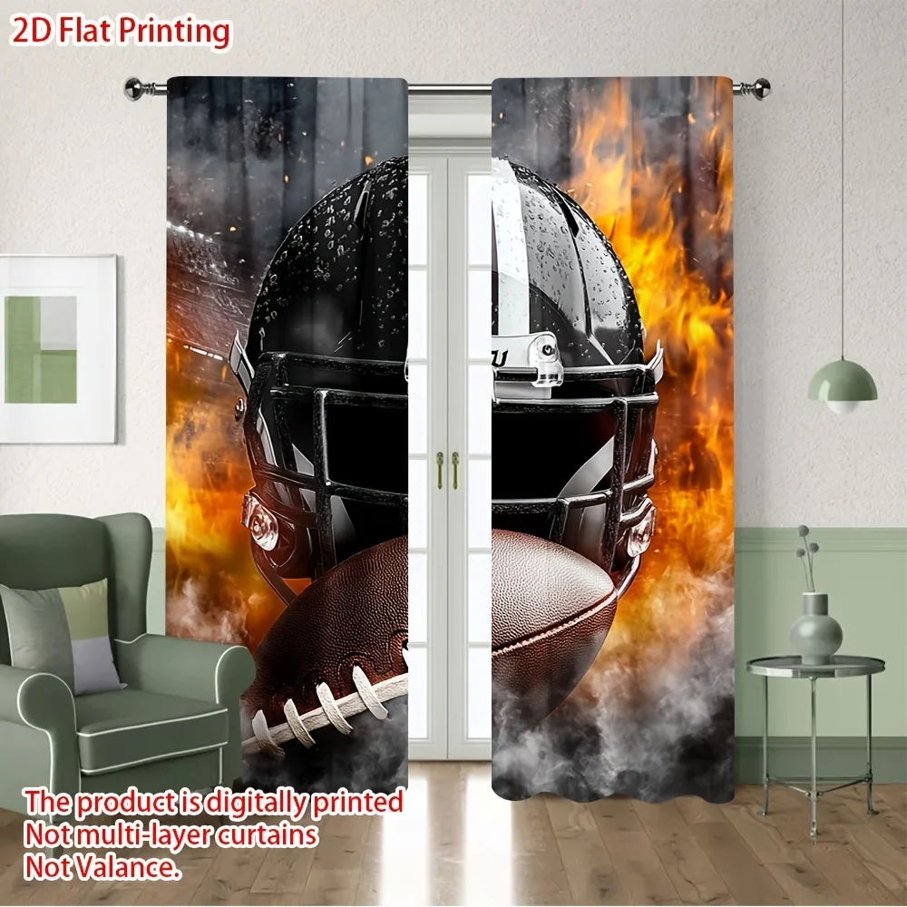 Dynamic Football Game Scene Curtain Digital Print Sport Sports Decor Window Curtain for Man Cave Room
