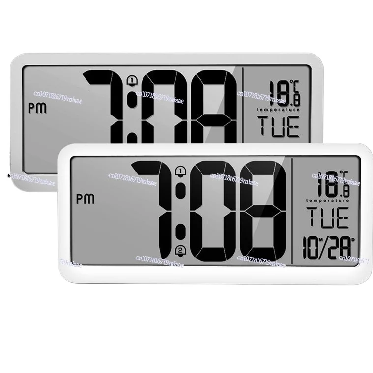 

Large screen LCD wall clock 14 inches electronic multi-function silent wall clock bedroom living room office 2 sets of alarm