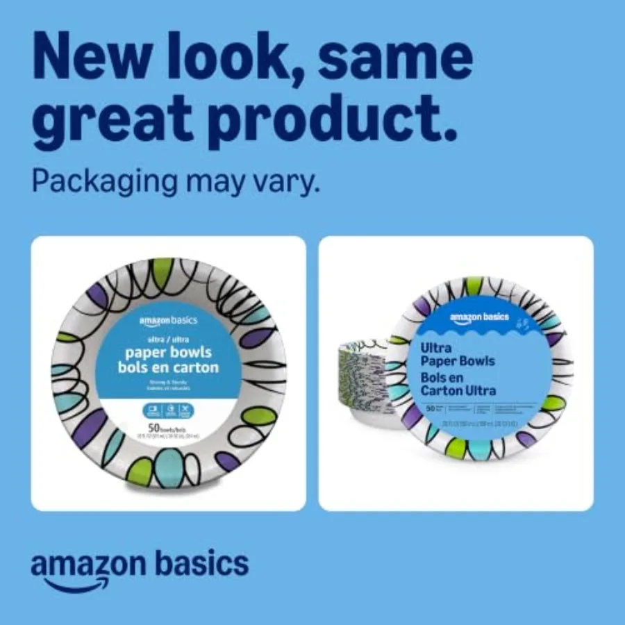 Ultra Disposable Paper Bowls, 20 Oz, Microwave Safe, Soak Proof, Strong and Sturdy, White,,Packaging May Vary