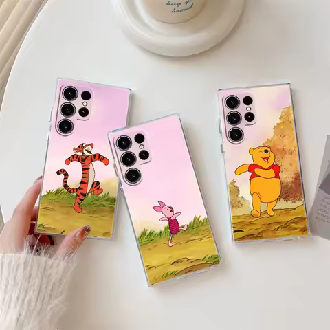 Winnie-The-Pooh Piglet Tigger Phone Case For Samsung Galaxy S24FE S25 S23 S21 Ultra S20 S24 FE S22 S25Plus A35 A55 5G Case Cover