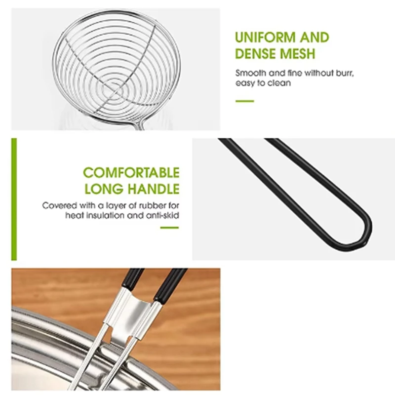 หม้อกรองร้อน Scoops สแตนเลสหม้อกรองช้อนตาข่าย Skimmer ช้อนเอเชียกรอง Ladle Pearl Colander