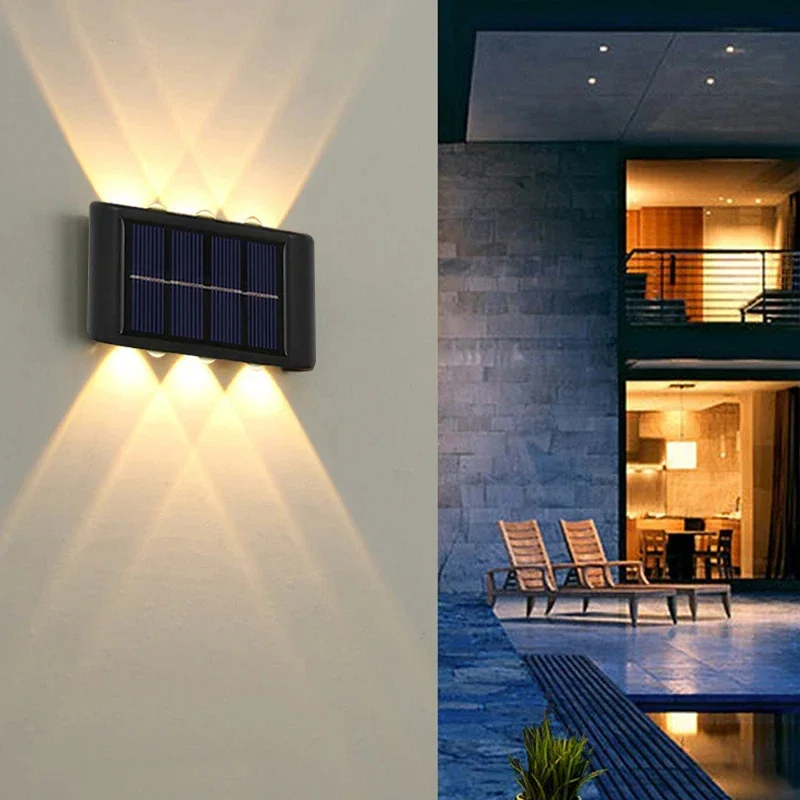 LED Household Solar Wall Lamp Waterproof Atmosphere Courtyard Decoration Villa Exterior Wall Garden Layout Wash Wall Spotlight