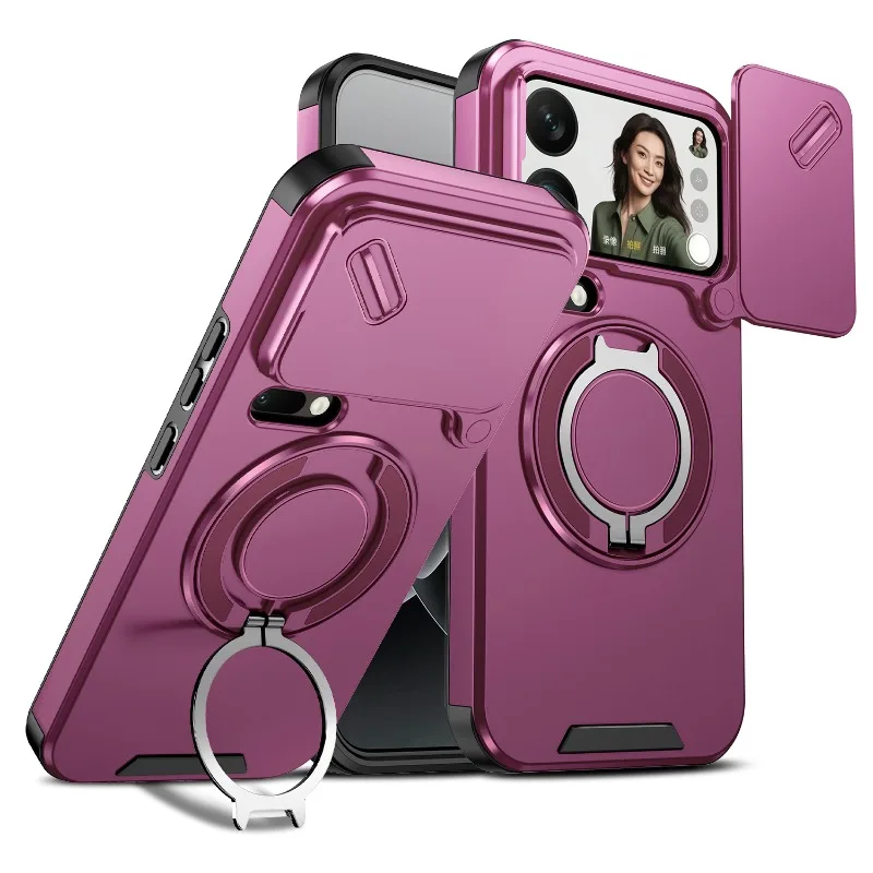 Für Xiaomi 18 Pro Max Stoßfeste Hybrid-Magnetische Standhülle für Xiaomi Mi18pro 17 ProMax Schiebe-Linsen-Kamera-Schutzhülle