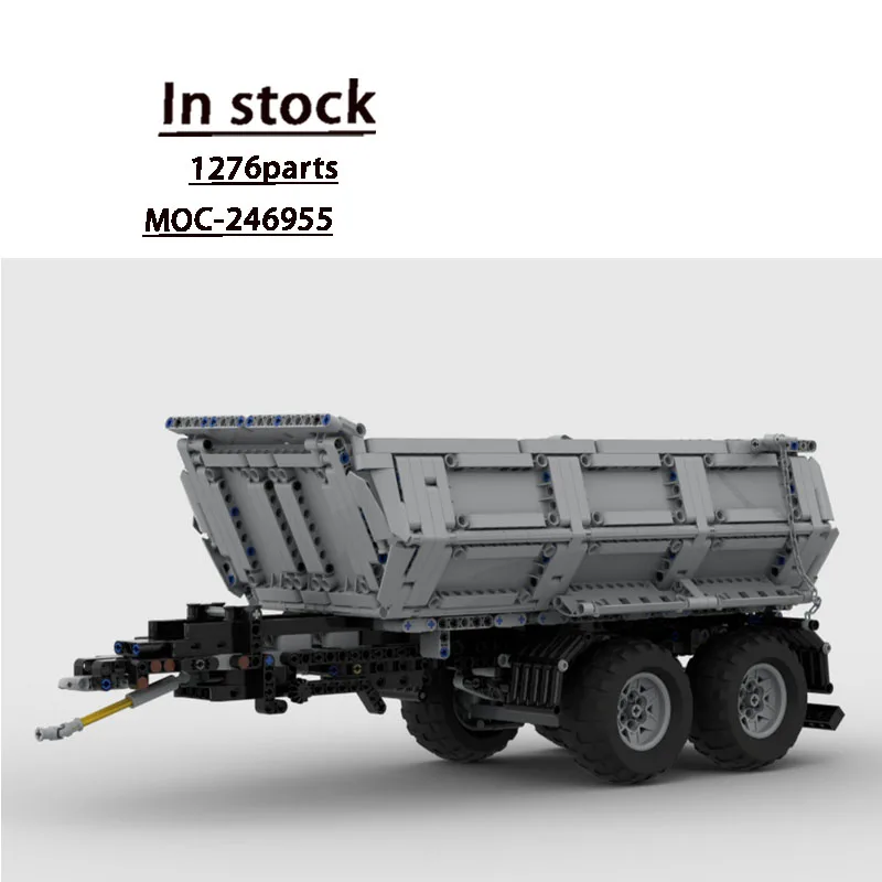 MOC-246955 Nowy model przyczepy trójosiowej z możliwością przechylania, 1276 elementów, prezent na urodziny i Nowy Rok dla chłopców i dzieci