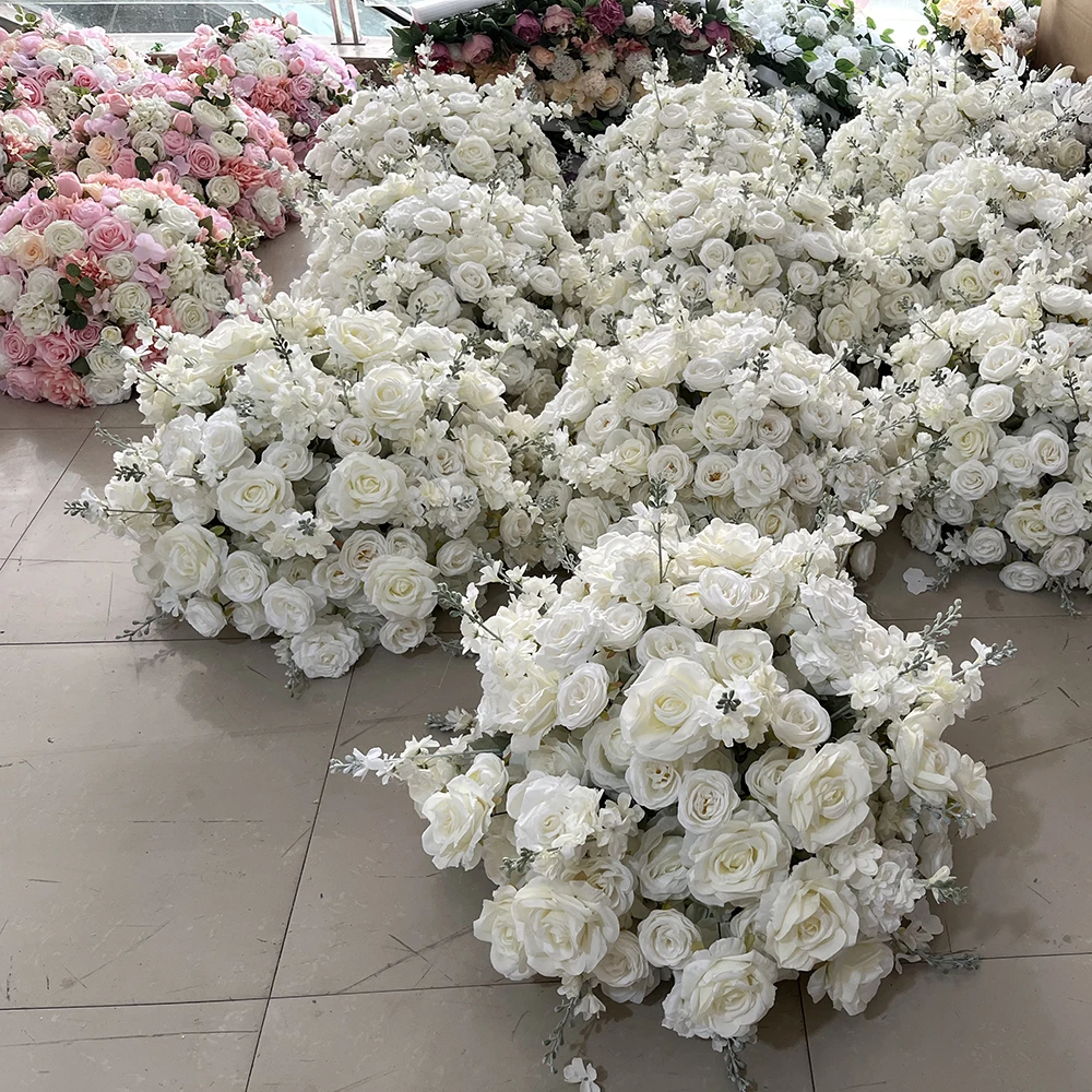 Faux Silk White Wedding Bouquet Babybreath Flower Centerpiece Rose Flowers Ball Bouquet