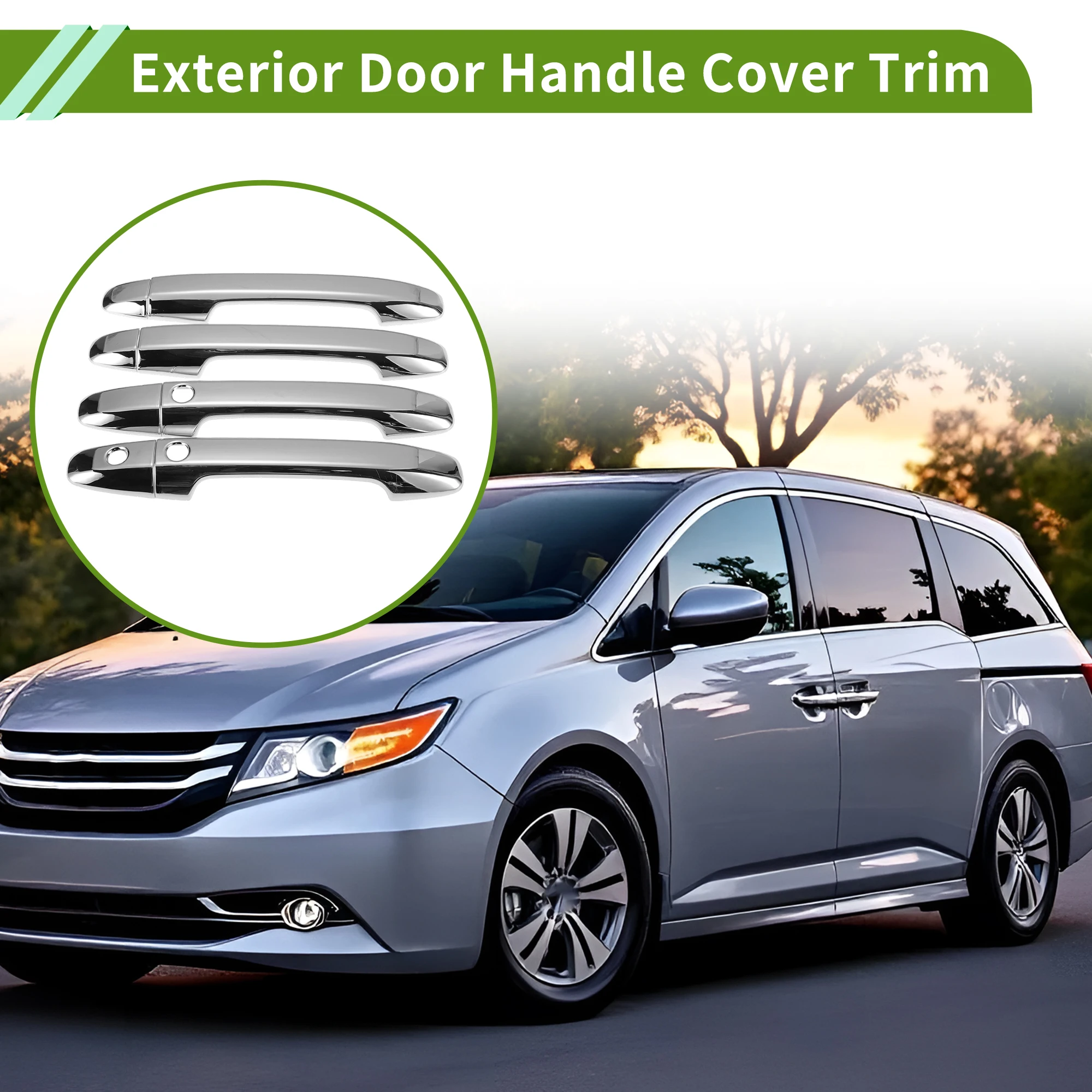 UXCELL Exterior Door Handle Cover Trim Front Rear Door Handle Cover for Honda Odyssey 2015-2022 No Keyless Hole Plated Color