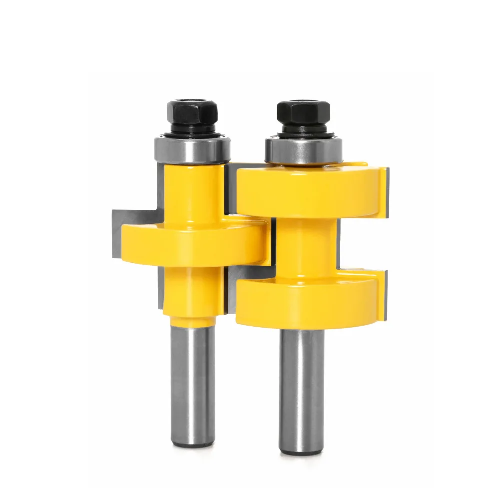 12mm and 1/2 Inch and 8mm Round Shank Combined Cutter With Ball Bearing and Square Teeth for Mortise and Tenon Joint Router Bits