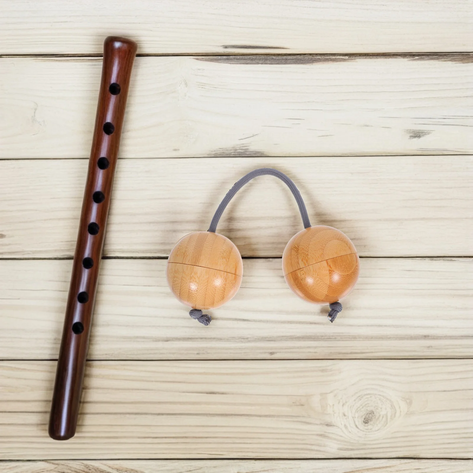

Bamboo Percussion Shaker Double Gourd Rhythmic Hand Instrument For Music Performers African Kashaka Asalato Maracas