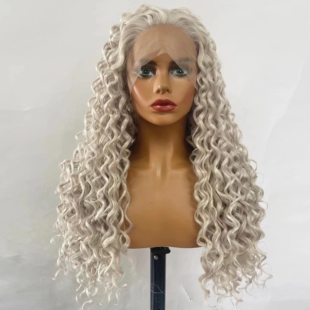 Sivir Synthetic Lace Front Breakdown Free Wig For Women Grey/Purple/Red Color Long Curly/Straight Cosplay High Temperature Fiber