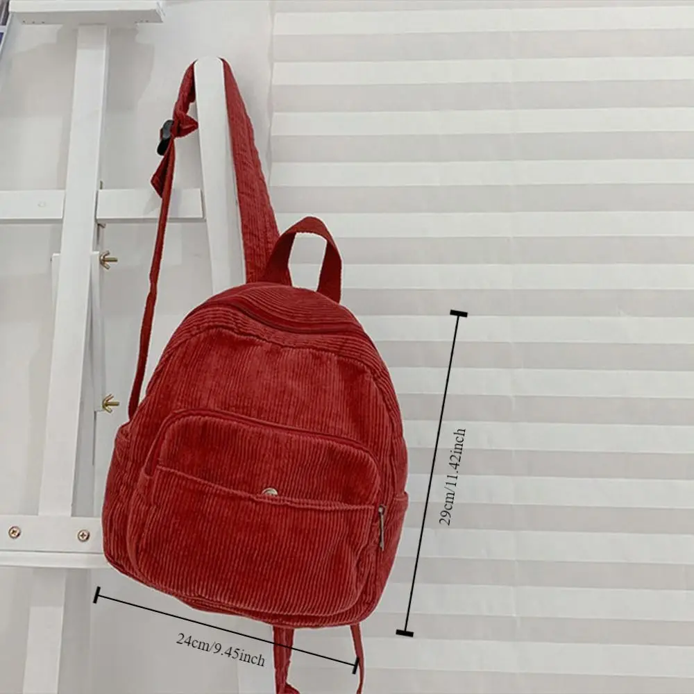 Mochila de pana de Color liso para adolescentes, morral pequeño, informal, para estudiantes, para mujer