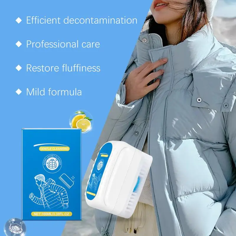 Two In One Down Jacket Washing Brush 100ml Down Detergent Clothes Detergent With Brush Gentle Windbreaker Dry Cleaning Brush