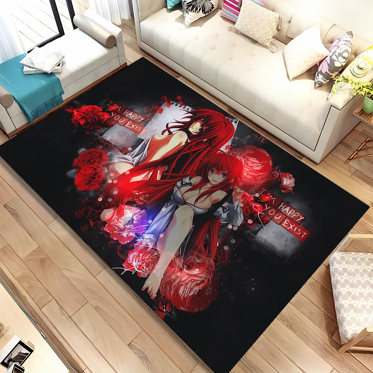 

3D Sexy Girl High School DxD Anime Area Rug,Carpet for Home Living Room Bedroom Sofa Doormat Decor,kids Non-slip Floor Mat Gift