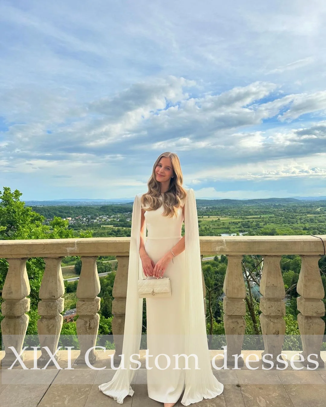 Xixi فساتين س德رة Hochzeits kleid A-Linie quadratischer Ausschnitt Abendkleid-boden langer Rüschen reiß verschluss ärmel los formell occa