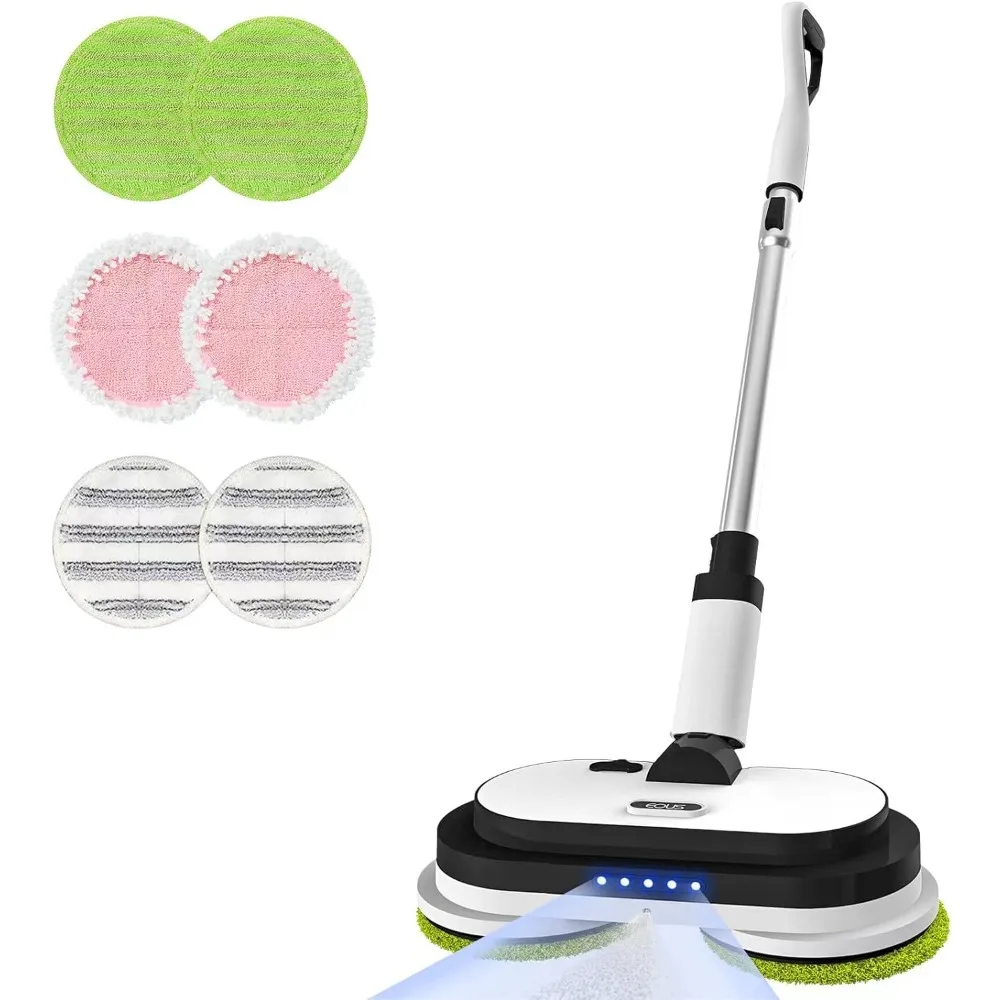 

Cordless Electric Mop, Floor Cleaner with LED Headlight & Water Sprayer, Up to 60 mins Detachable Battery, Dual-Motor Powerful