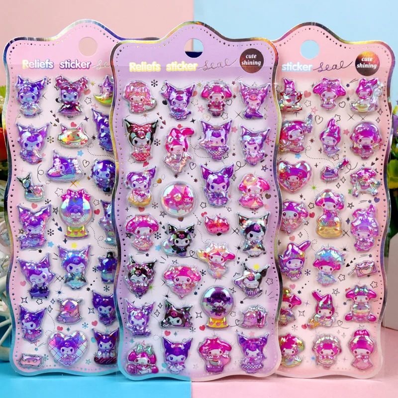 

30 Pcs Hot Cartoon Capybara Kuromi Melody 3d Relief Rainbow Sticker Sticker Elf Sky Group Cartoon Rabbit Stickerdiy Phone Case