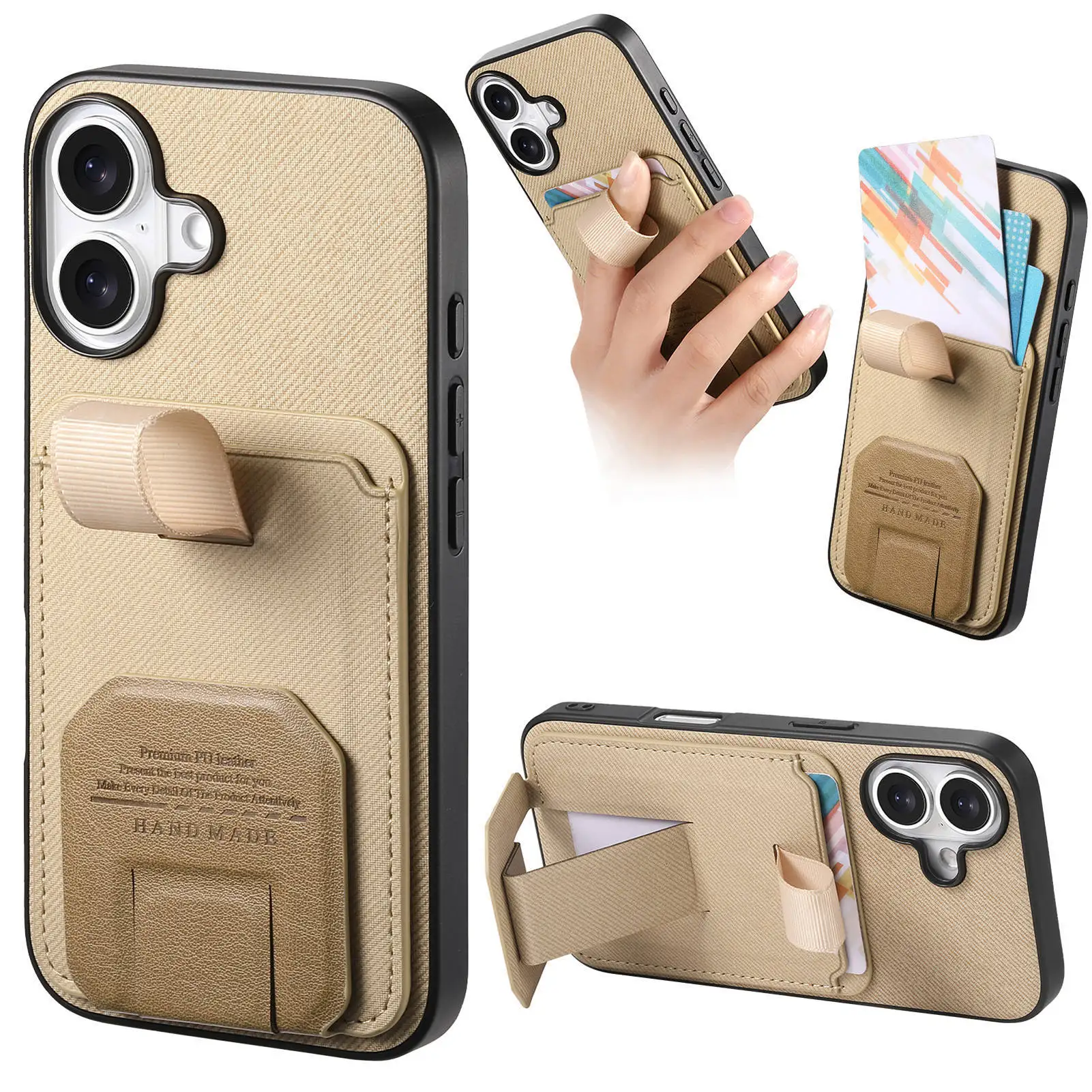 حافظة معصمه لهاتف هواوي ميت 70 برو بلس اير P80 P70 نوفا 14 الترا 13 قماش 1 فتحة للبطاقات 2 طرق غطاء قابل للتعديل