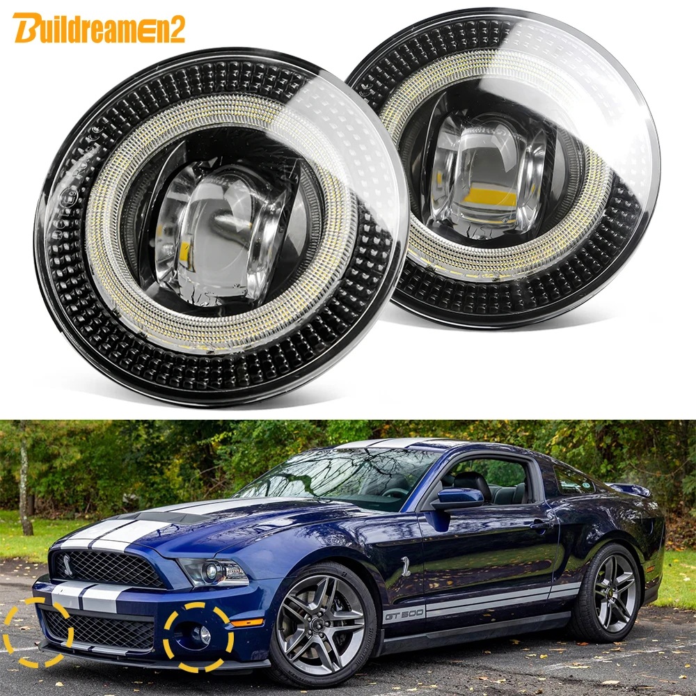 2IN1 Car LED Fog Light Angel Eye Daytime Running Lamp Function For Ford Mustang Bullitt, Shelby GT GT500 GT500KR 2007-2014
