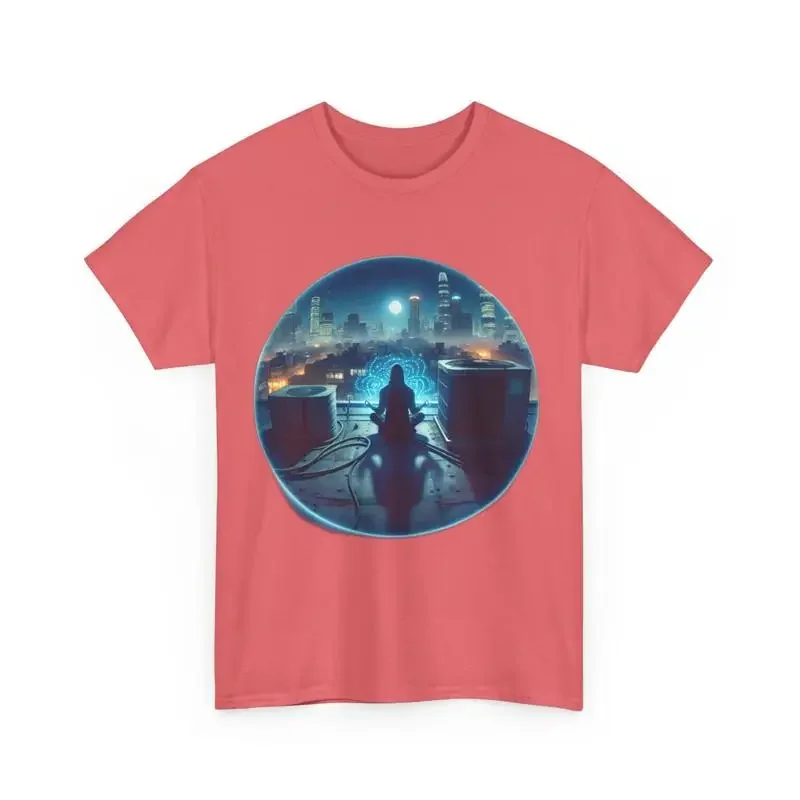 Rooftop Meditation Neon Glow Zen T Shirt