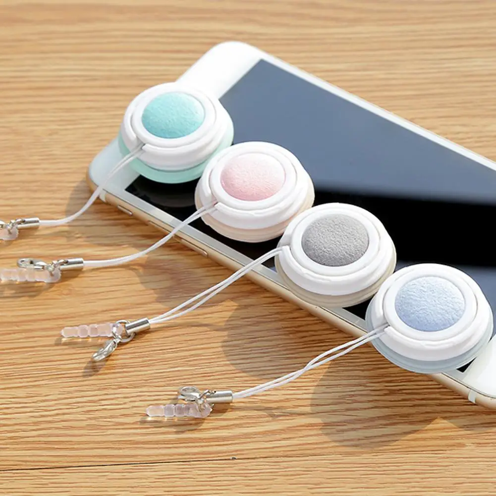 Cell Phone Screen Wipe Macaron Shape Cleaning Cloth Pendant Multifunction Cleaning Tools Glasses Lens Cleaner Key Pendant Gift