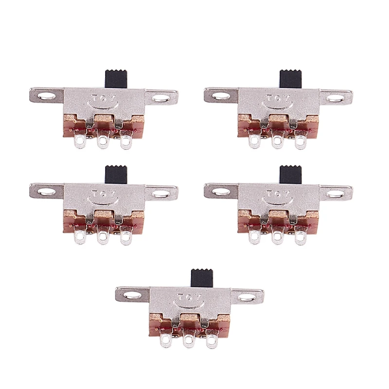 5 Pcs x On-Off 2 Position SPDT 1P2T Panel Mini Slide Switch Solder Lug SS12F15G3