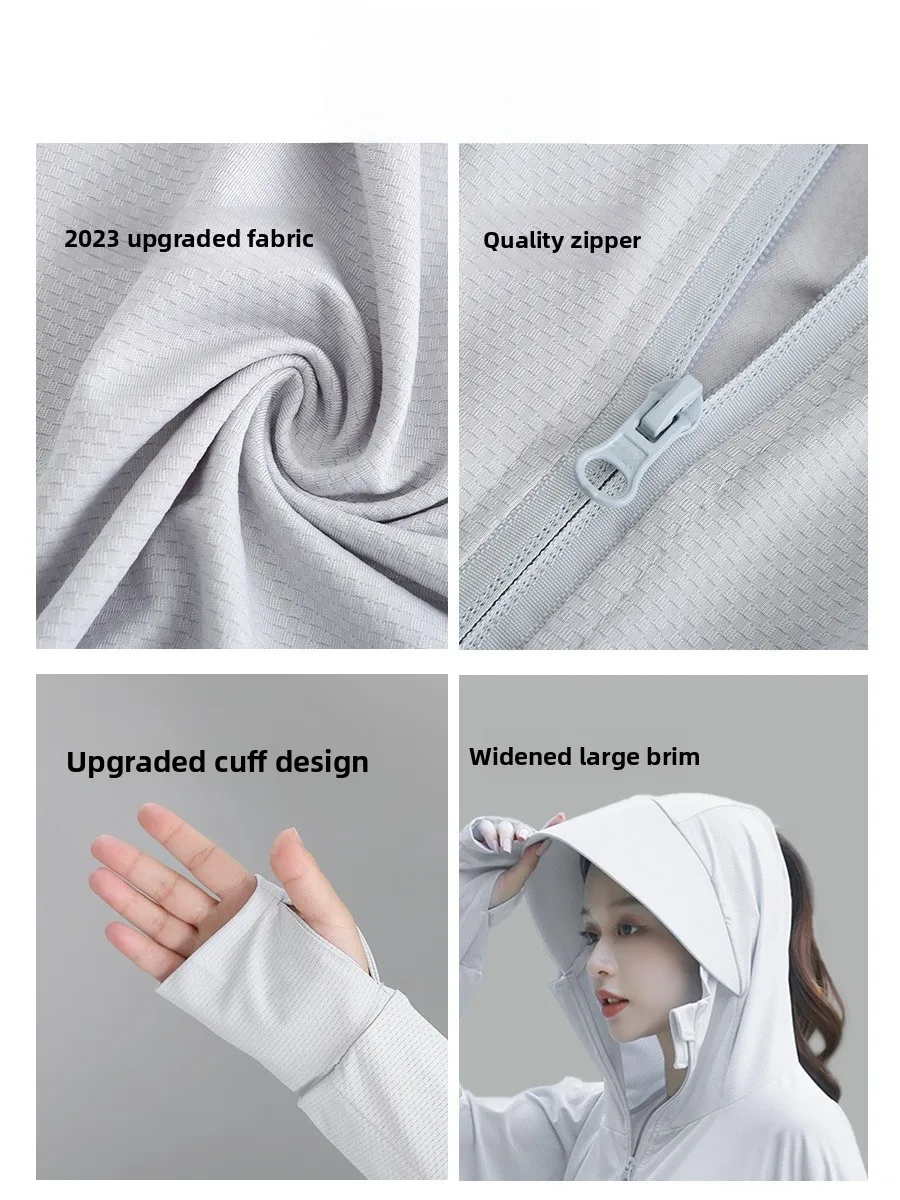 

Women's Ice Silk UV Protection Clothing Lightweight Breathable Outdoor Faionable Summer Hat Zipper ort Sve Long Sve