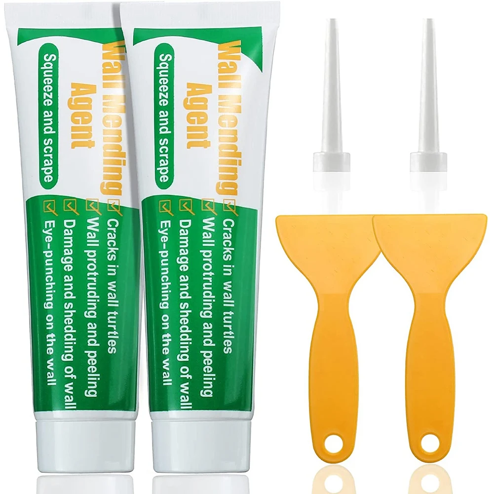 ABKM 2 Pack عامل إصلاح الجدار، طقم إصلاح الحوائط الجافة مع مكشطة وأطراف لإصلاح سطح الجدار، معجون إصلاح الحوائط الجافة اللاصق
